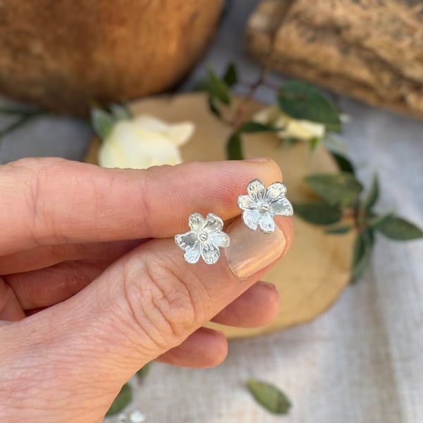 Silver Blossom Stud Earrings