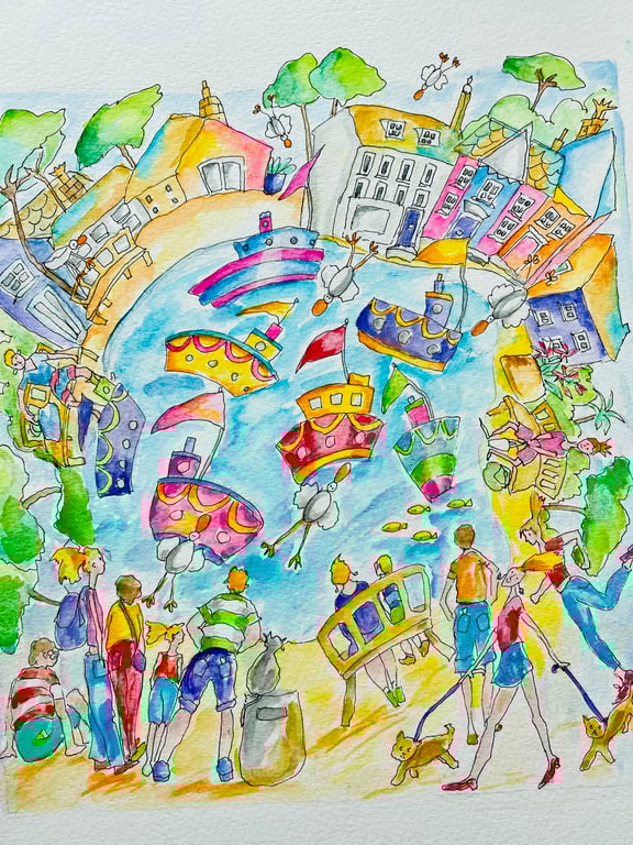 Original watercolour painting - Padstow.