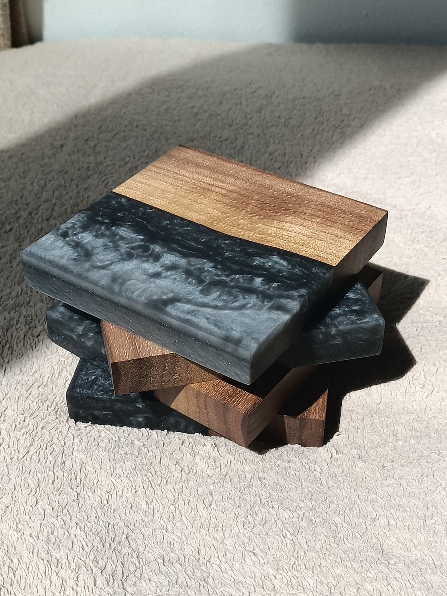 Grey resin and  wood coasters. Custom order Final payment. Gemma TWO