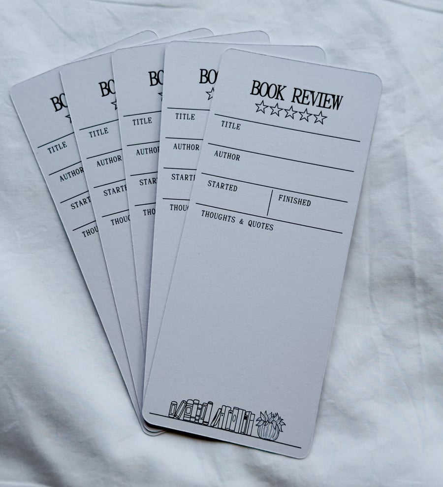 Book Review Bookmark. Pack of Five