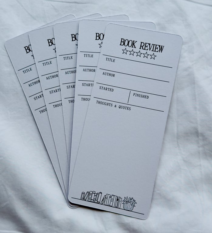 Book Review Bookmark. Pack of Five