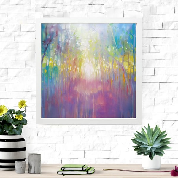 Chasing a Dream is a framed print on canvas of an abstract woodland path