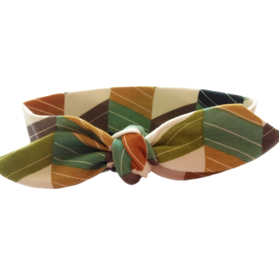 Baby Knotted Headband in ORGANIC MULTI OFFSET CHEVRONS - Eco Baby Gift Idea 