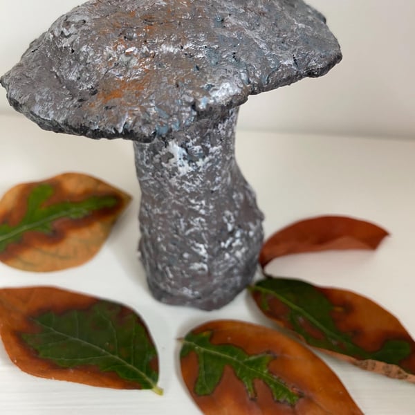 Decorative paper mache toadstool (no2), fungi mushroom ornament, seasonal home. 