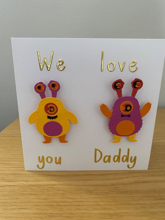 Handmade Wobble Monster Father's Day Card