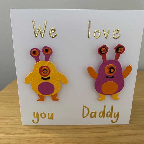 Handmade Wobble Monster Father's Day Card