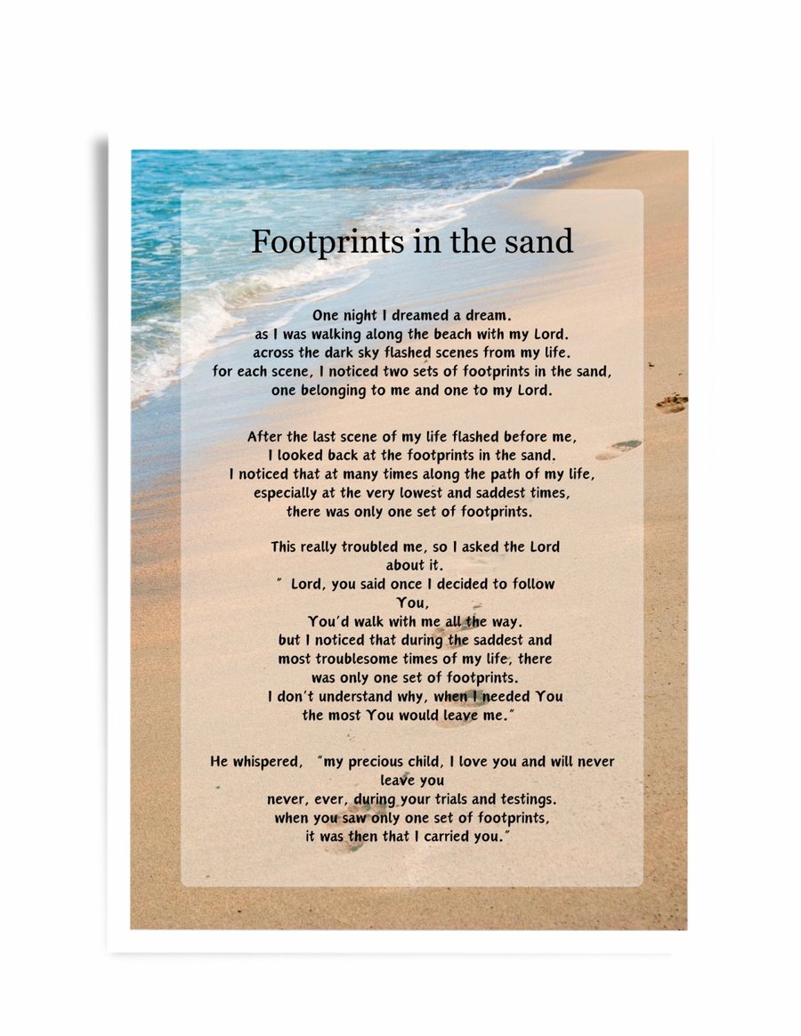 Footprints in the sand print A4