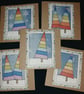 Quirky art set of 5 beautiful handmade Christmas tree rainbow cards  - Image 1