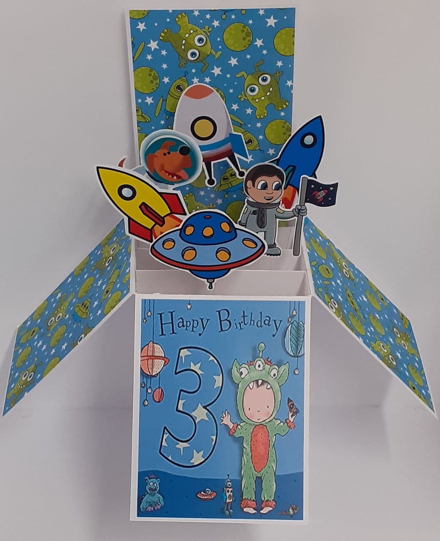 Boys Space 3rd Birthday Card 
