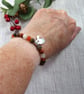 Gemstone Bracelet in Autumn Shades with Handmade Sterling Silver Heart Charm - Image 4