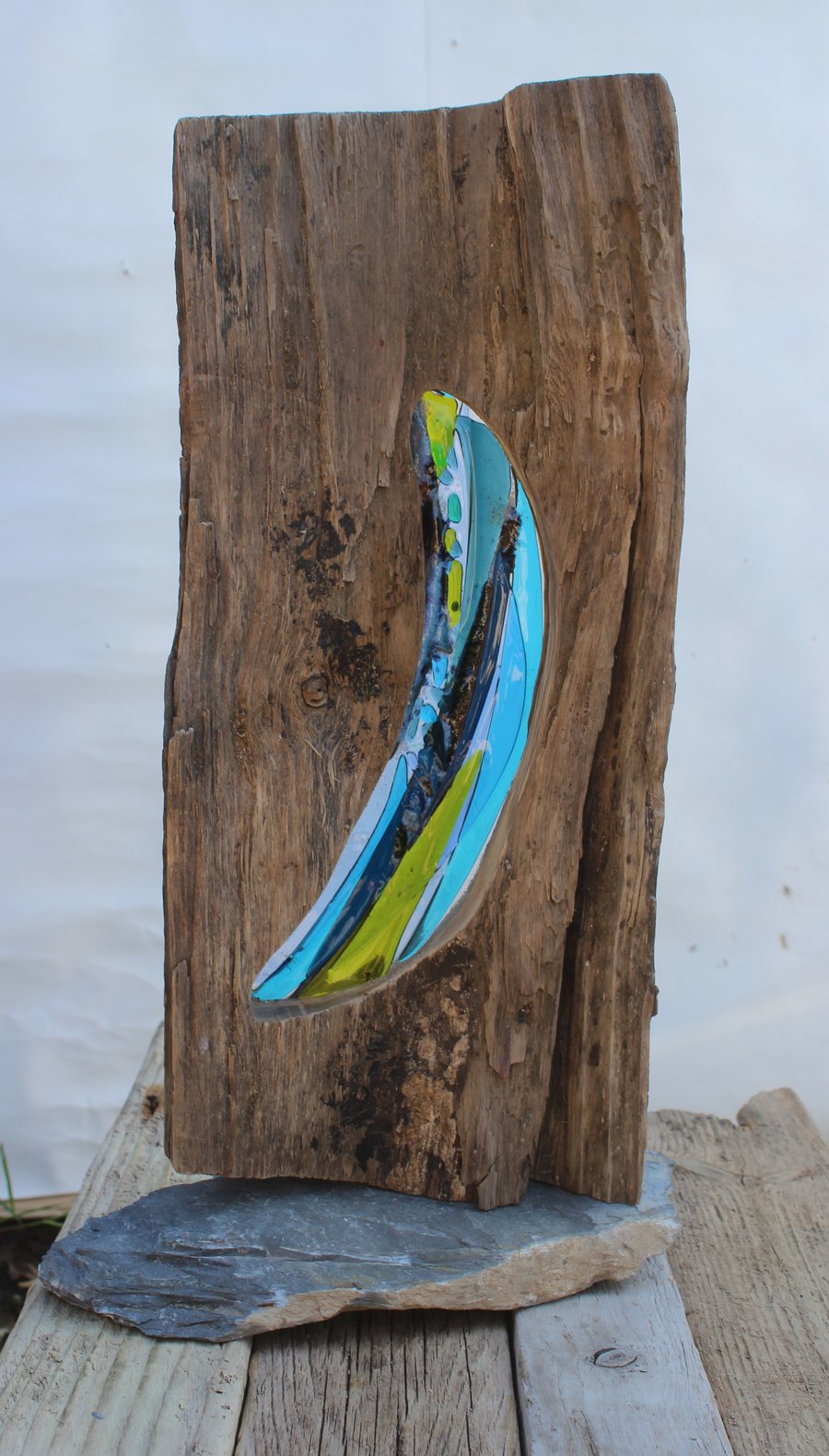 Driftwood & Fused Glass Mood Window