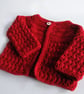 Christmas Ready Red Baby Crochet Cardigan and Hat with Faux Fur Pom Pom - Handma - Image 3