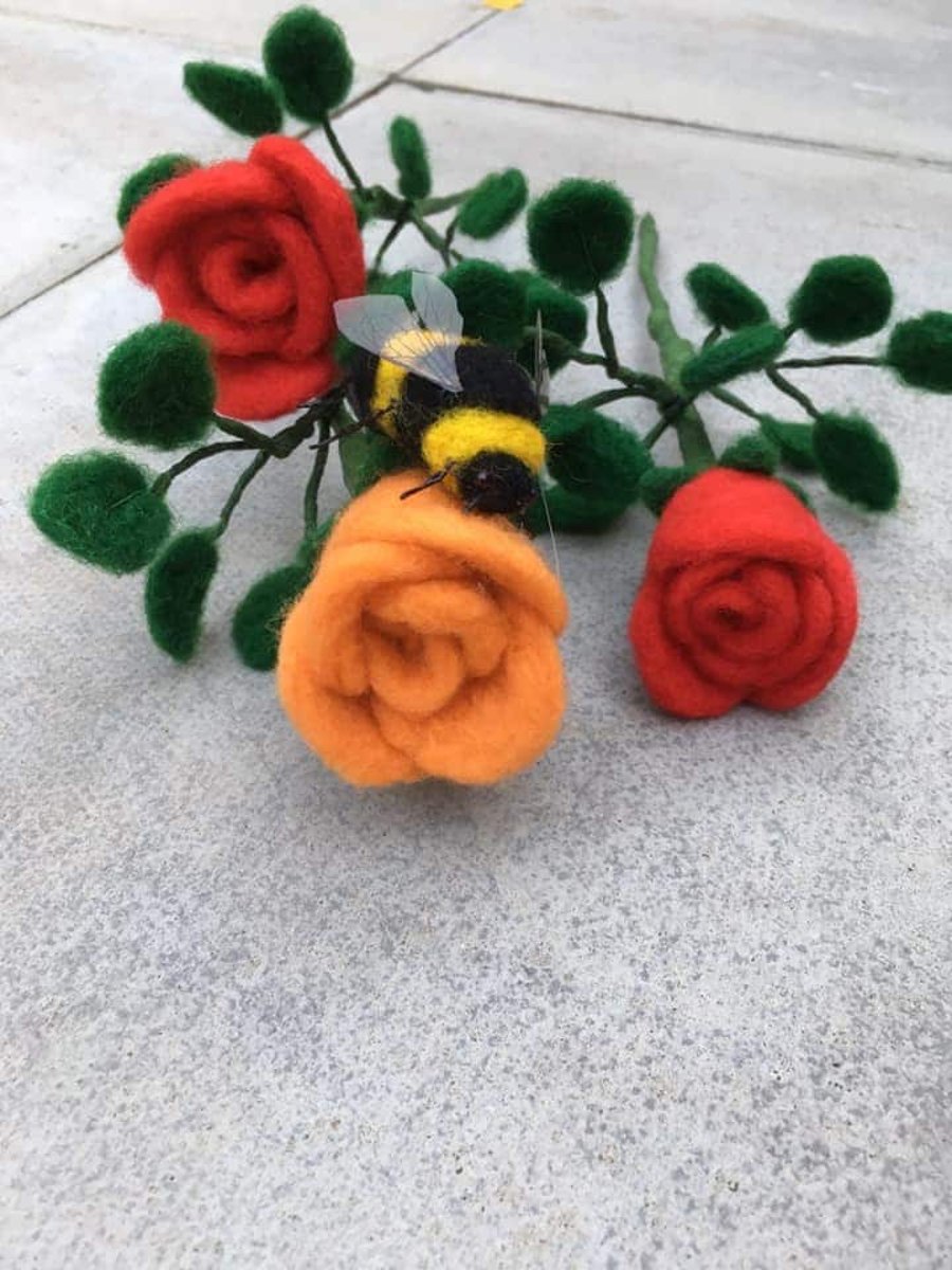 needle felted rose