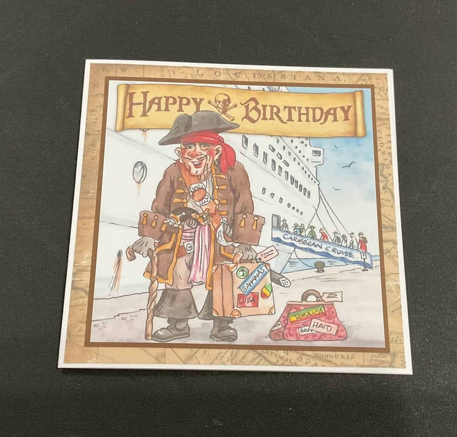 Funny Wrinklies at the Movies 6x6 Birthday Card - Pirates of the Caribbean