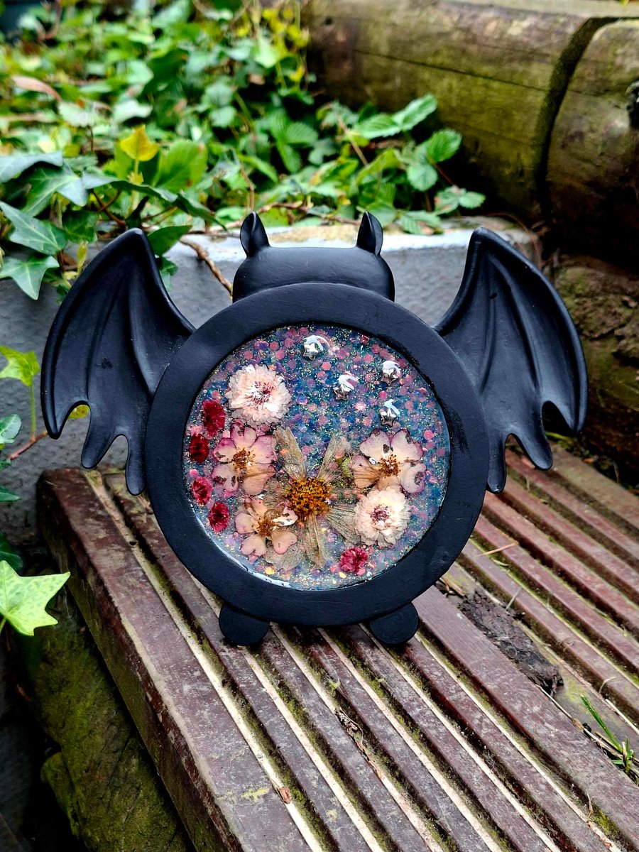 Bat Spooky Cute Botanical Resin Photo Frame Dracula Gothic Goth Alt Decor