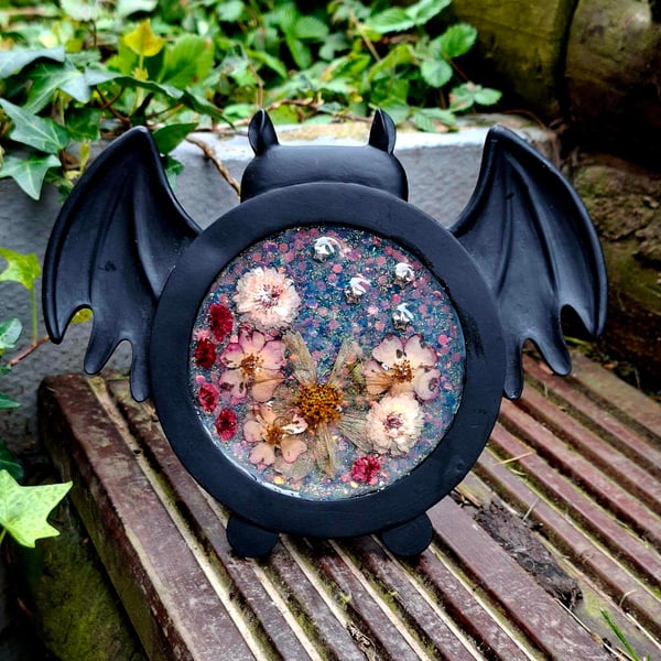 Bat Spooky Cute Botanical Resin Photo Frame Dracula Gothic Goth Alt Decor