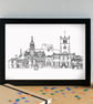 Kendal Landmarks Skyline Art Print - Image 2