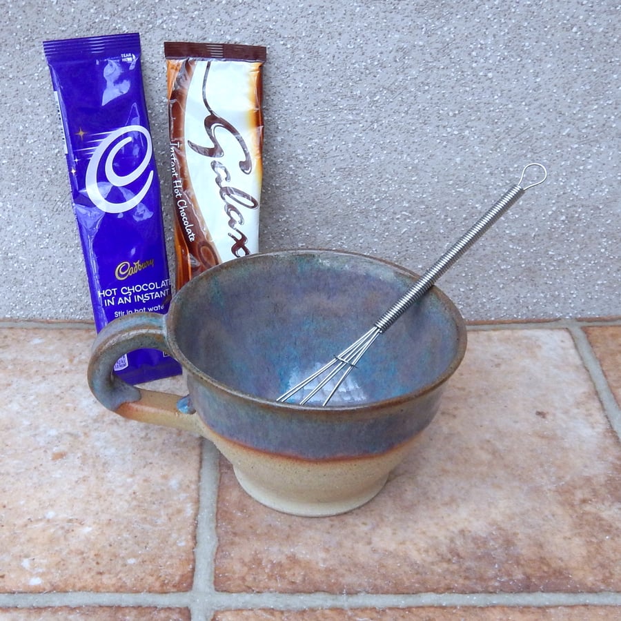 Hot chocolate or soup mug hand thrown stoneware wheelthrown  handmade pottery 
