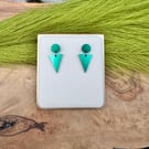 Teal Green Colour-shift Geometric Earrings