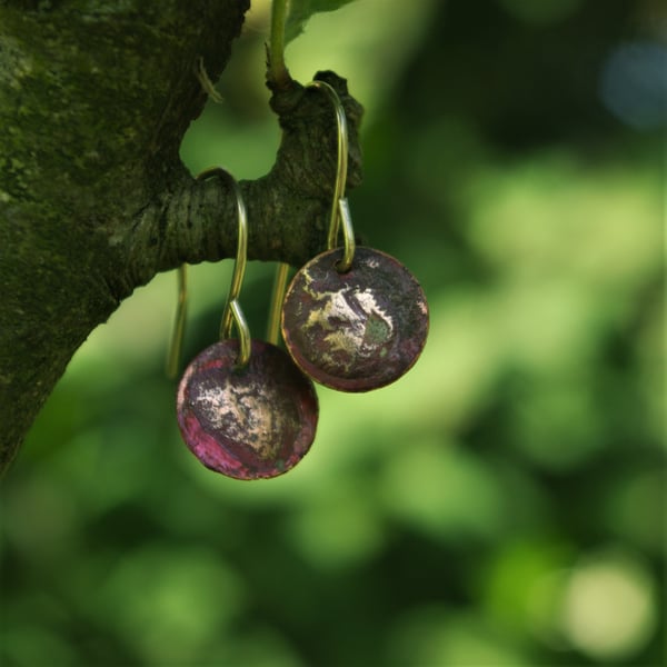 Small Red Moon Dangle Earrings