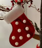 Red Fused Glass Stocking Christmas Decoration