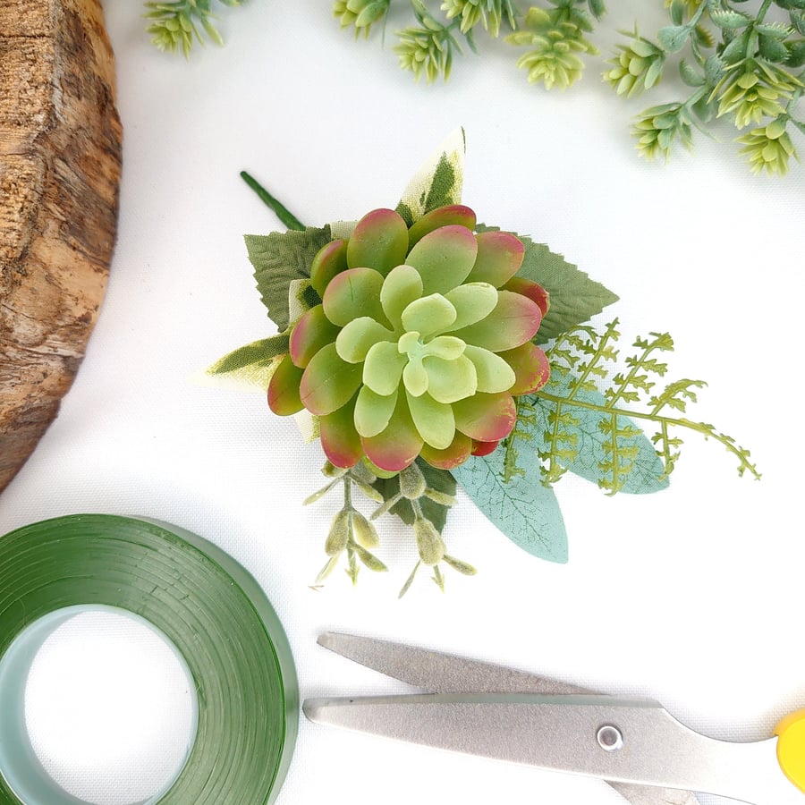 Succulent Modern Buttonhole or Lapel, Wrist, Handbag Corsage