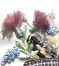  Hand embroidery picture of an appliqué picnic basket overflowing with flowers - Image 2