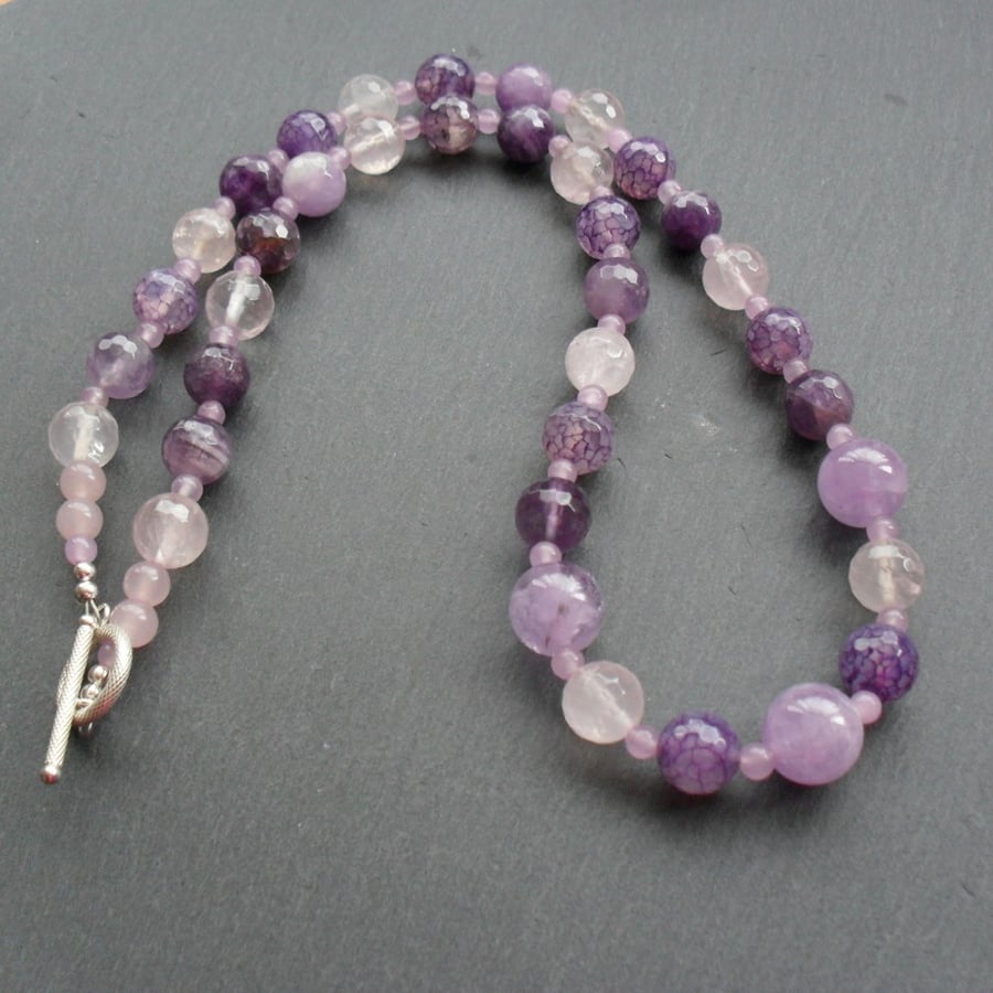 Amethyst and Rose Quartz Necklace