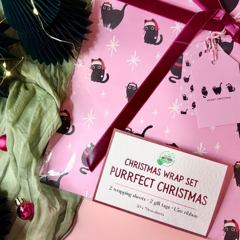 Pink Cats Christmas Wrapping Set