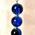Blue Crackle Glass & Silver Drop Earrings - Handmade Jewellery