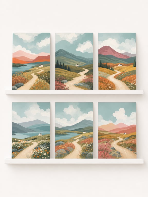 Pack of 6 -  Travel - Munro - Hiking - A6 White Linen Note Cards & Envelope Set
