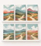 Pack of 6 -  Travel - Munro - Hiking - A6 White Linen Note Cards & Envelope Set