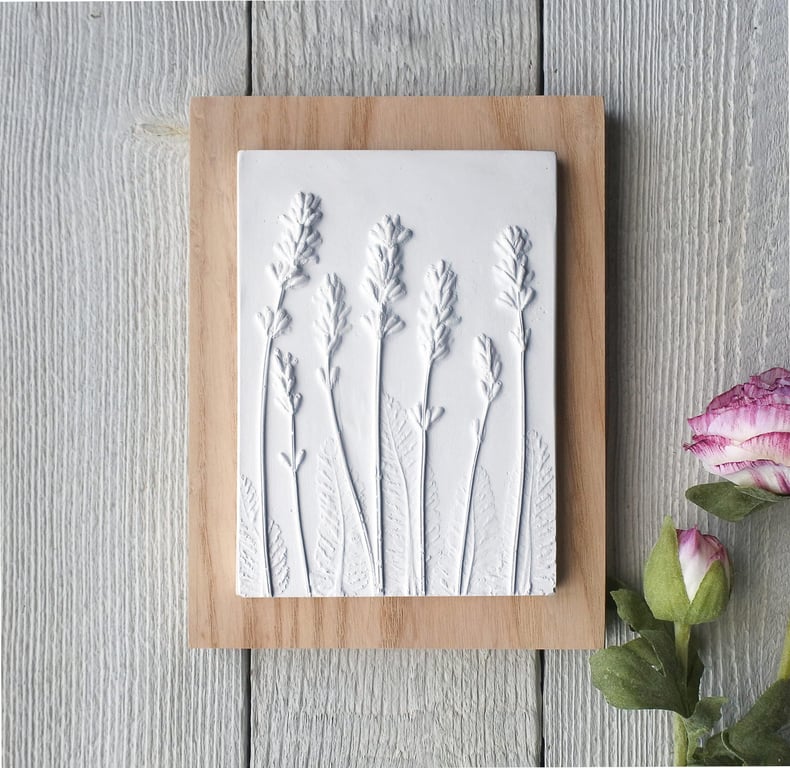 Lavender Plaster Cast Wall Plaque