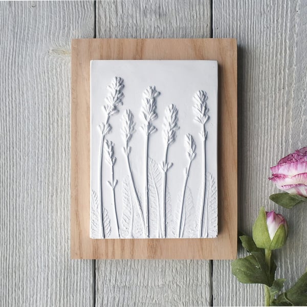 Lavender Plaster Cast Wall Plaque
