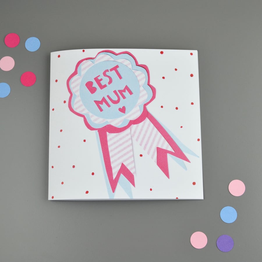 Best Mum Rosette Mother's Day Card