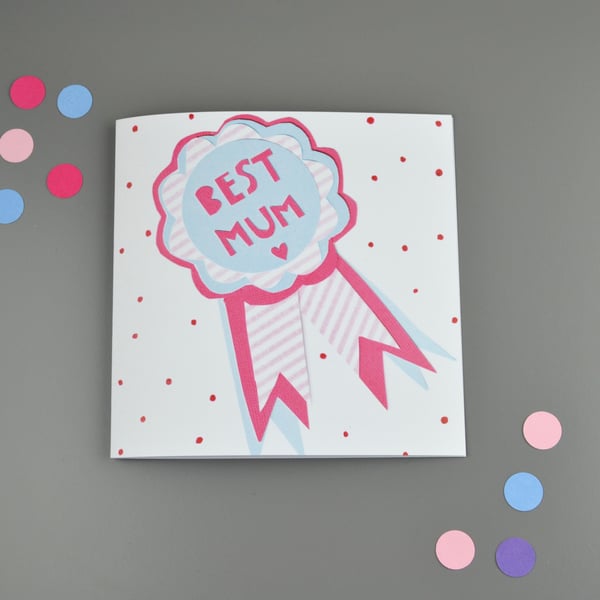 Best Mum Rosette Mother's Day Card