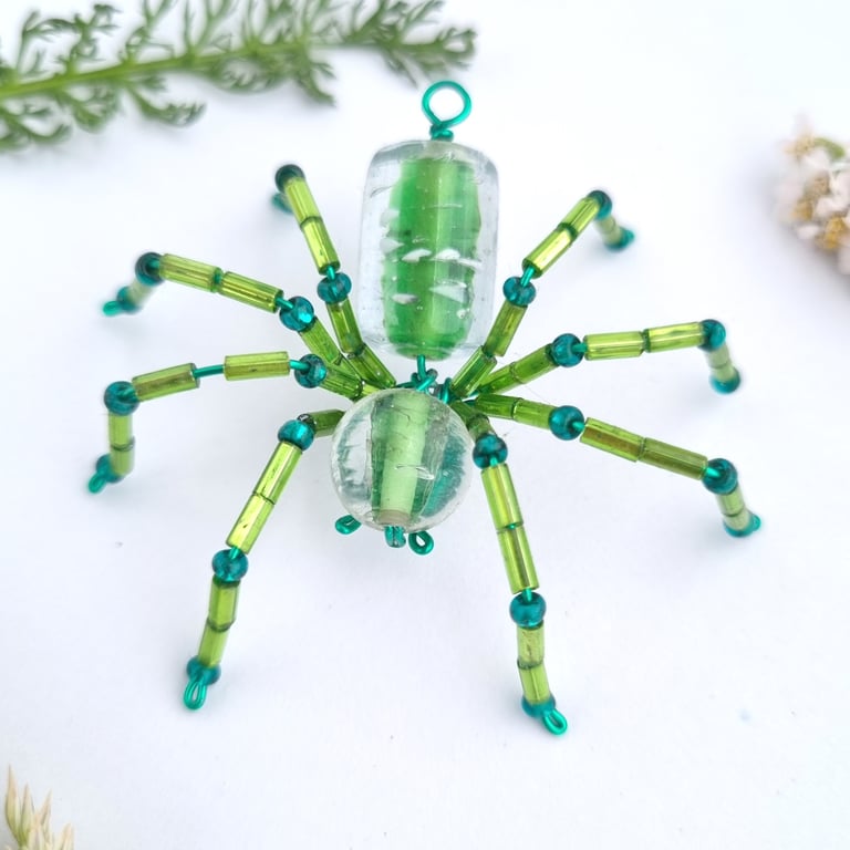 Christmas Hanging Glass Beaded Spider Decor