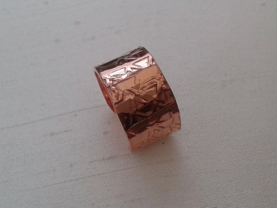 Adjustable Open Ring in Hammer-Textured Copper, R78A