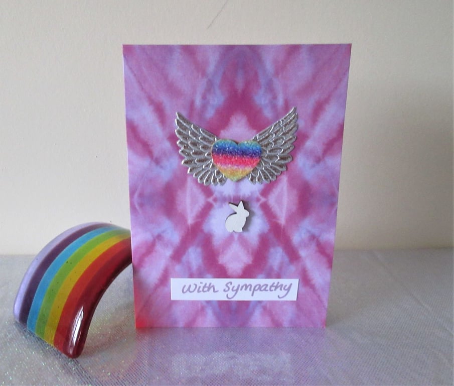 Rabbit Pet Loss Sympathy Condolences Greetings Card Bunny Rainbow Bridge