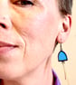Blue eye-catching stained glass and hammered brass earrings, festival jewellery - Image 7