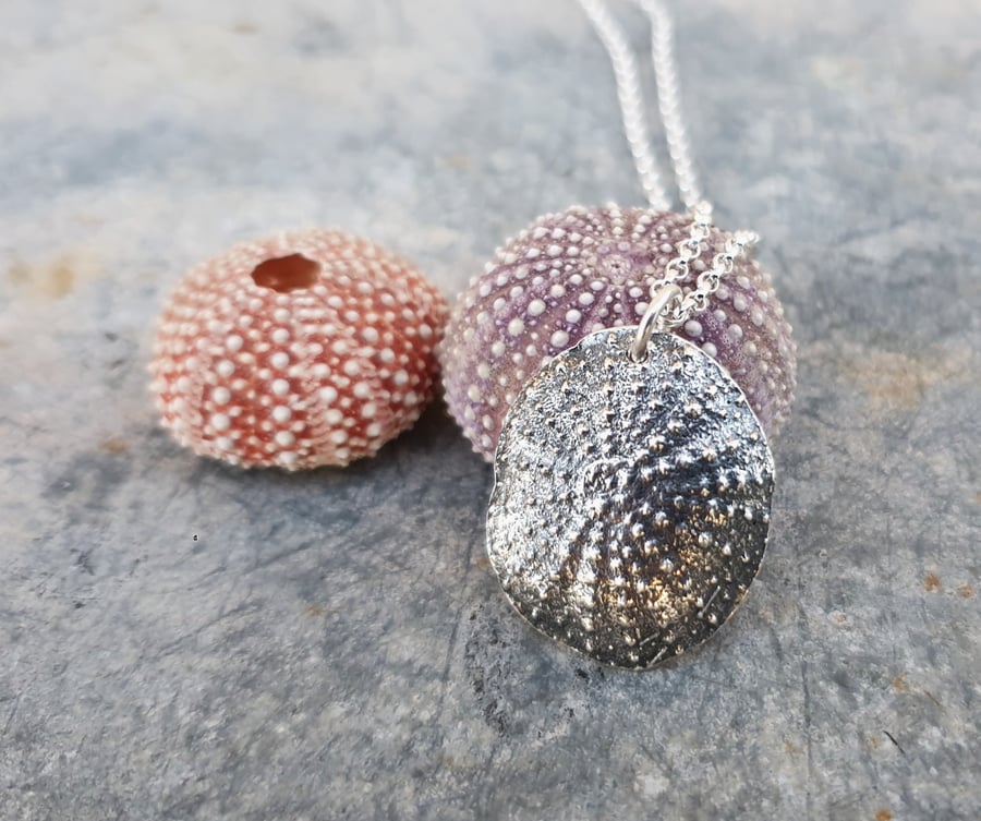 Silver sea urchin pendant