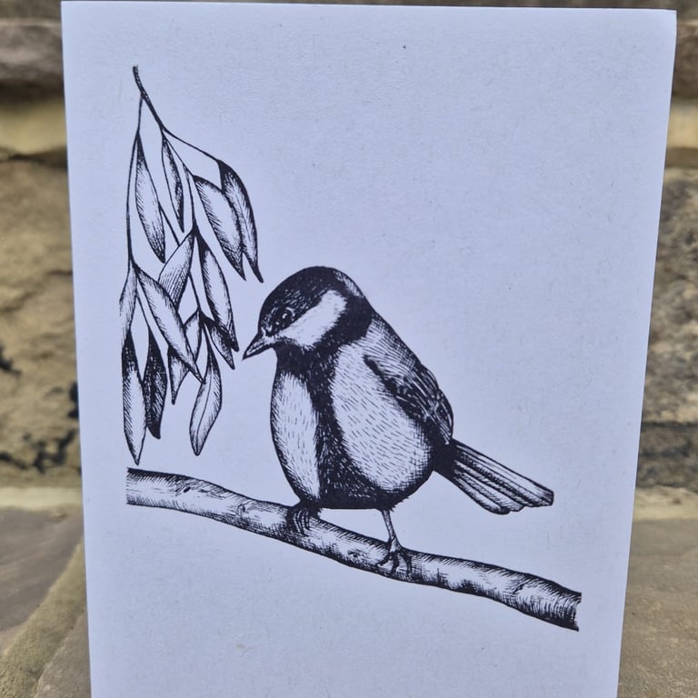 Great tit bird blank greetings card (A6)