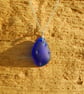 Blue beach glass pendant with heart charm - Image 5