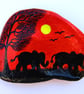 Two Elephants Painted on Shell, Silhouette Art, Seashell Gift, Magnet (Optional) - Image 2