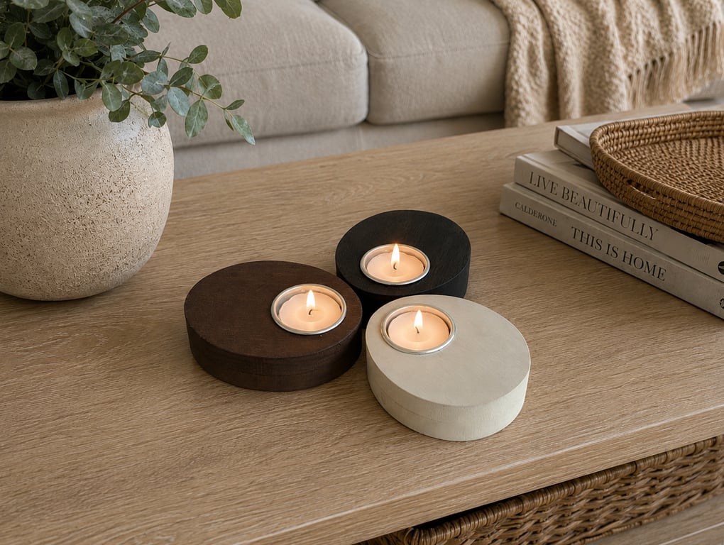 Handmade Wooden Candle Holder Set - Reclaimed Pallet Wood Tealights