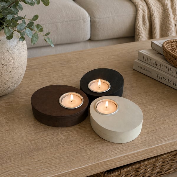Handmade Wooden Candle Holder Set - Reclaimed Pallet Wood Tealights