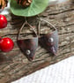 Earrings, Sterling Silver and Copper Triangle Floral Droppers - Image 5