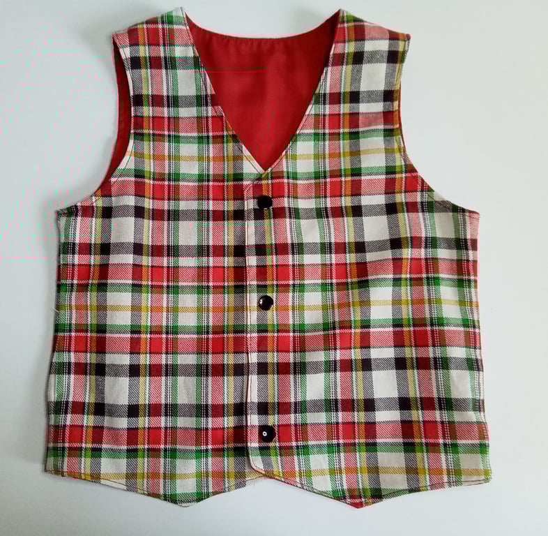Boys Waistcoat, Age 4yrs, Tartan waistcoat, clothes for Christmas 