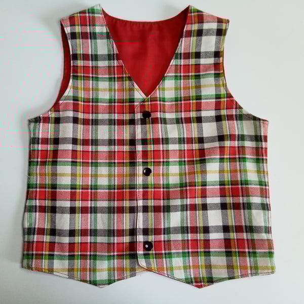 Boys Waistcoat, Age 4yrs, Tartan waistcoat, clothes for Christmas 