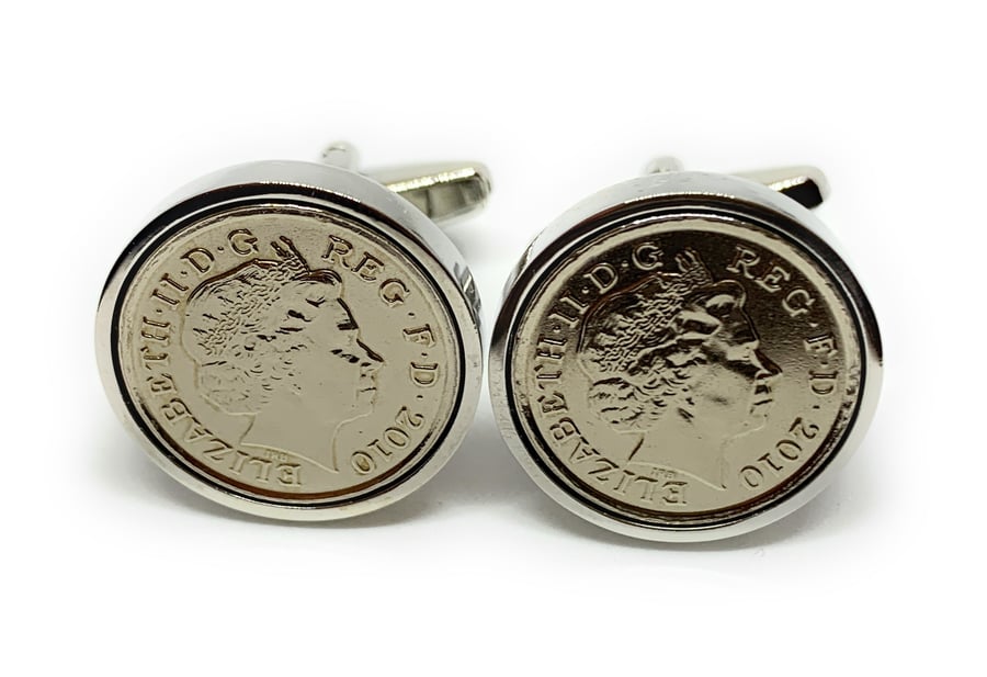 Premium 10th Anniversary Tin Wedding Anniversary 2011 coin cufflinks - 10th Tin 